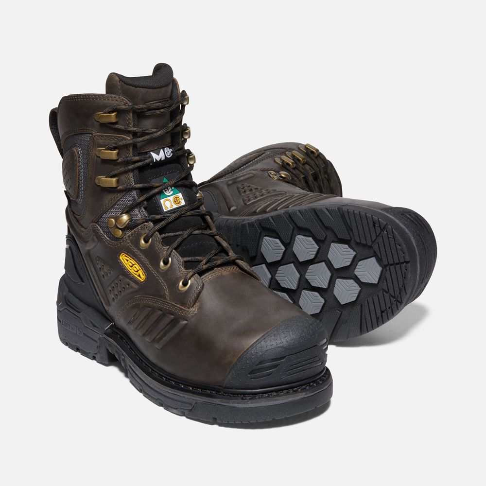 Botte de Travail Keen Homme Noir Marron | Csa Philadelphia 8\" Internal Met Waterproof (Carbon-Fiber